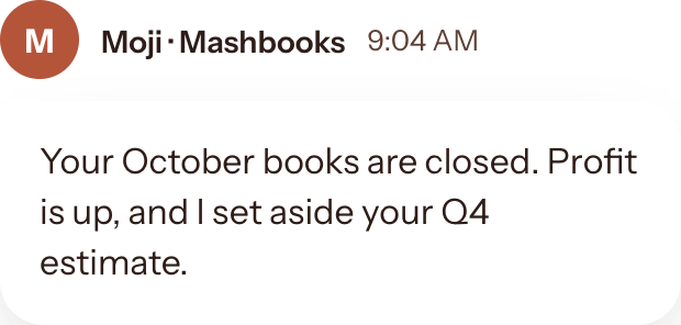 Message card from Moji: books closed