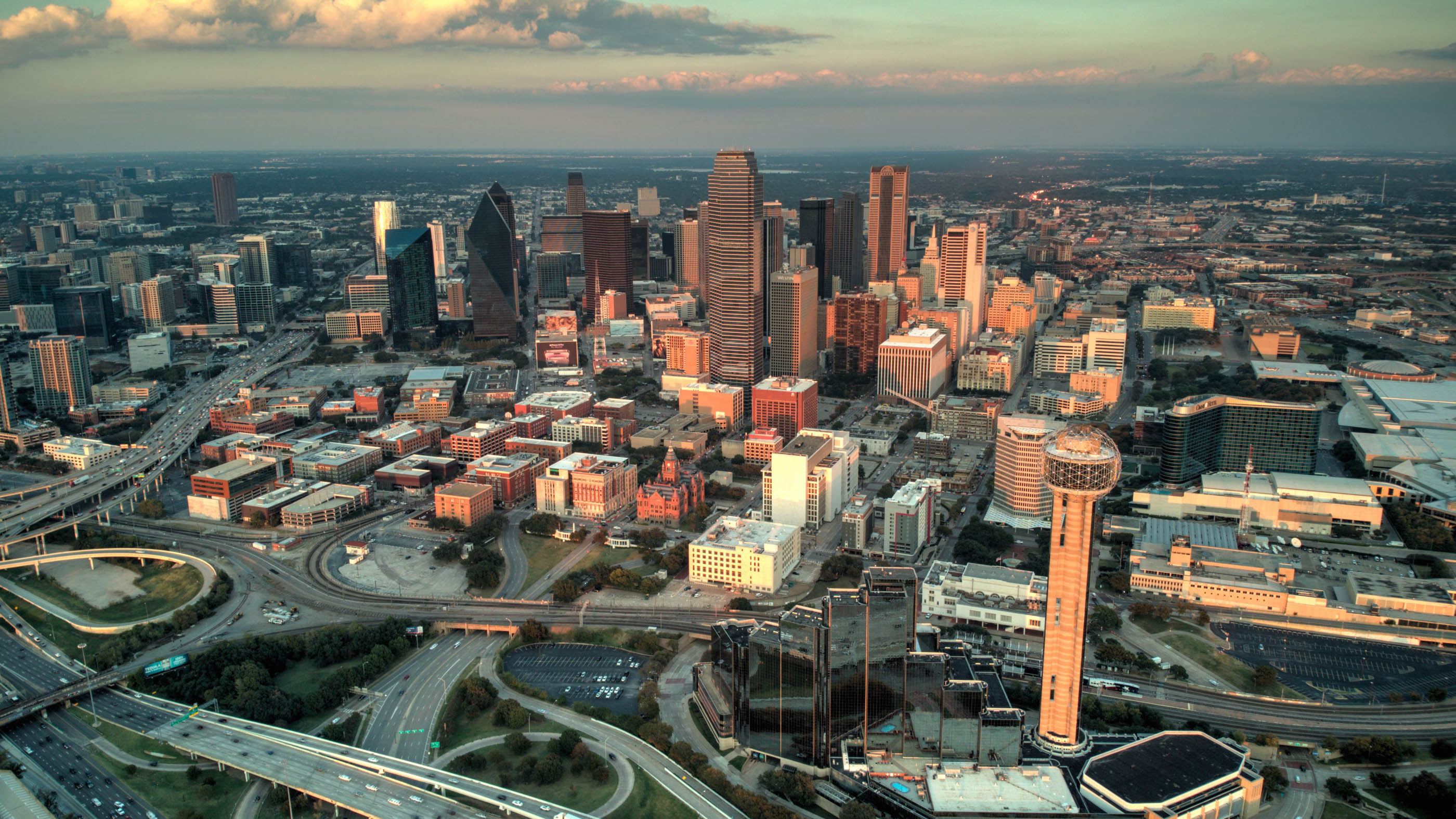 Downtown Dallas aerial in golden light, serving McKinney and DFW