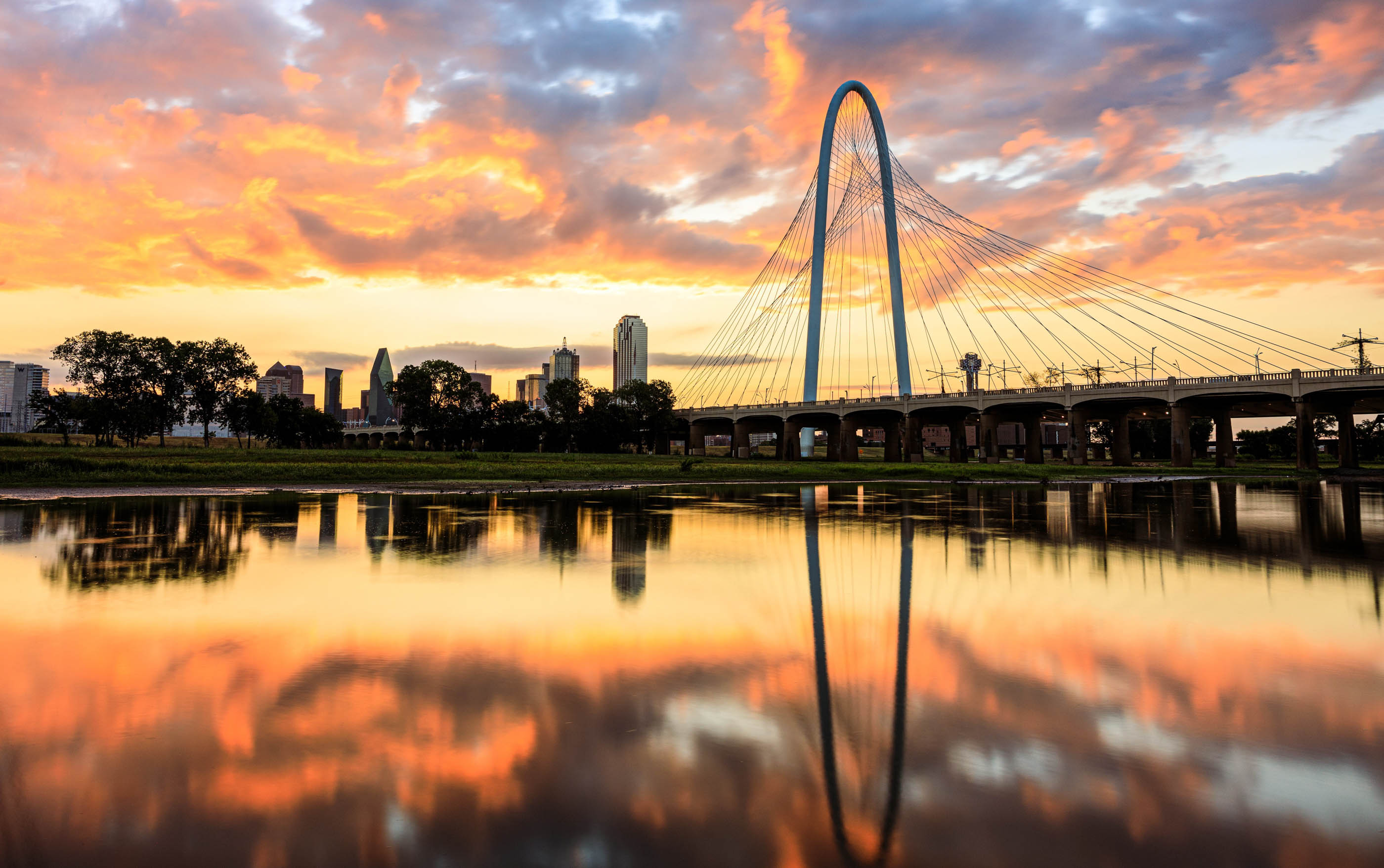 Margaret Hunt Hill Bridge at sunset, serving McKinney and DFW