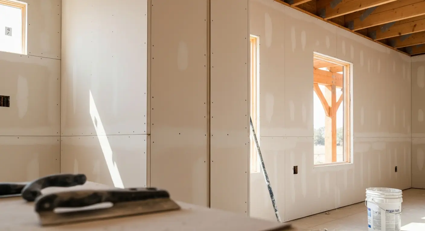 New drywall installation in multi-unit residential