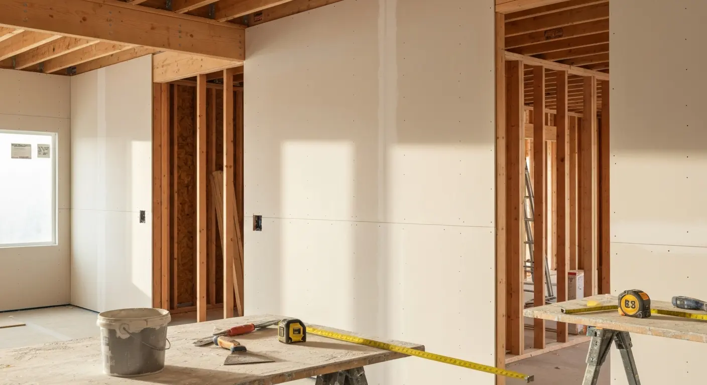 New construction drywall installation