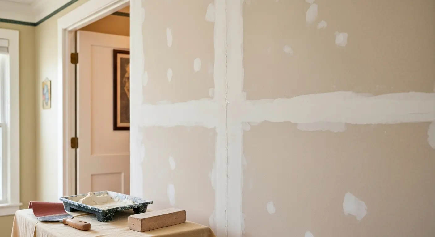 Drywall patch repair before and after