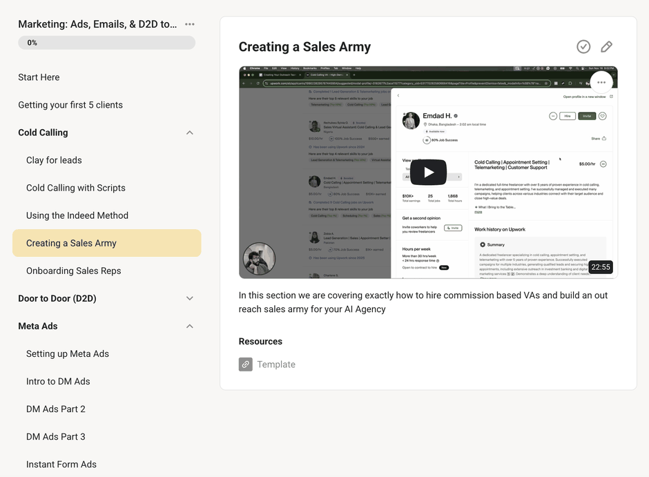 Aarzoo AI classroom: Marketing, ads, emails and door-to-door module list