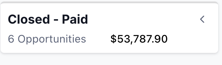 Closed and paid: 6 opportunities totaling $53,787.90