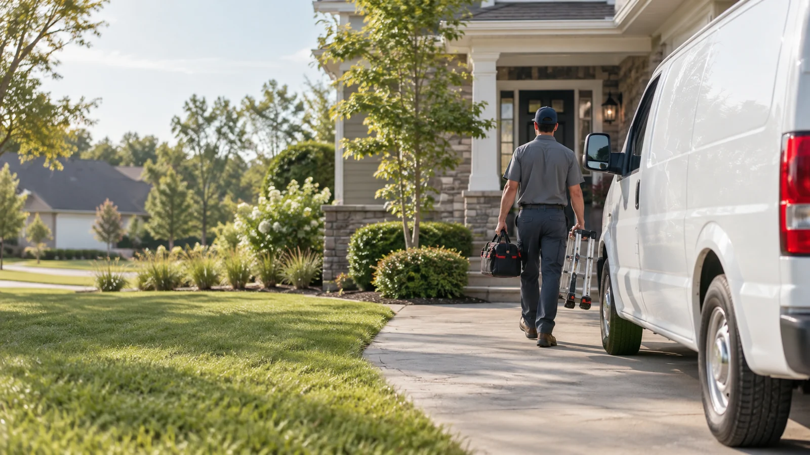 HVAC technician arriving at a customer's home, HVAC marketing