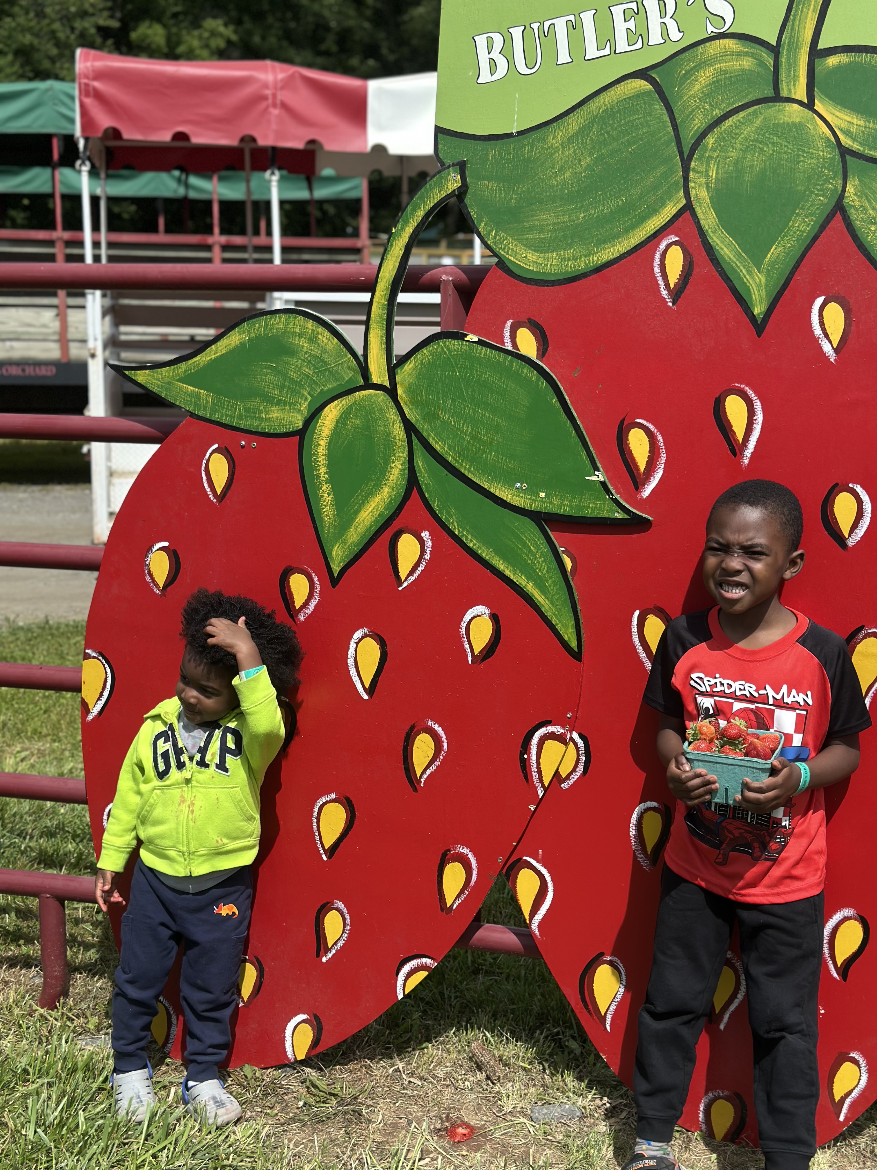 Red Butler's Orchard farm market barn and entrance sign in Germantown Maryland