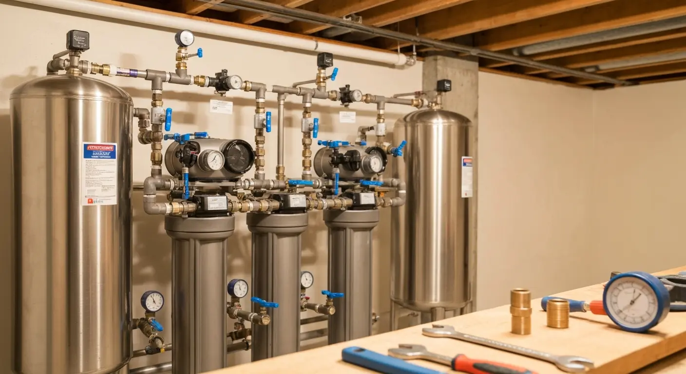 Whole-home water filtration system installation