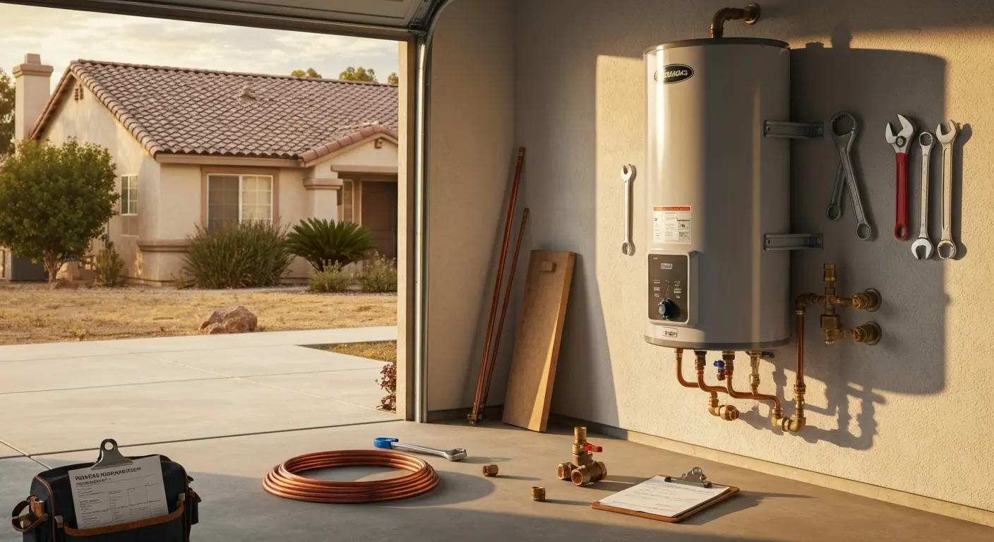 Water heater repair in progress