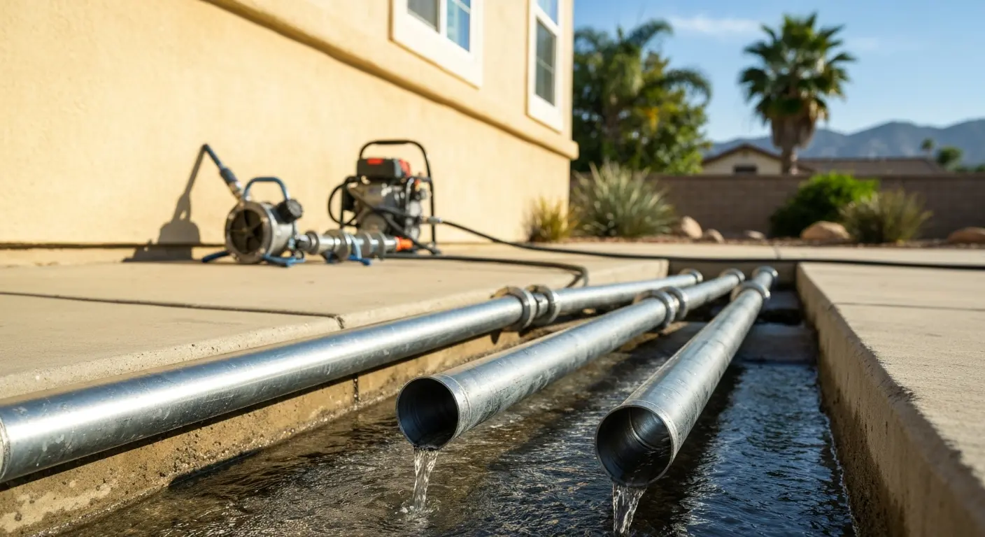 Drain cleaning in progress