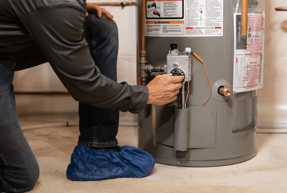Water heater repair in progress