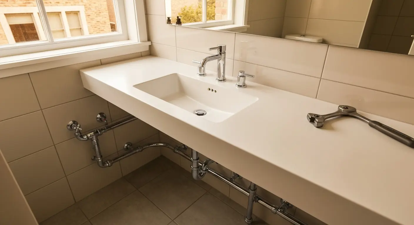Commercial bathroom plumbing