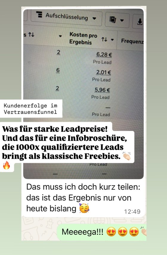 Screenshot: starke Leadpreise über die Infobroschüre