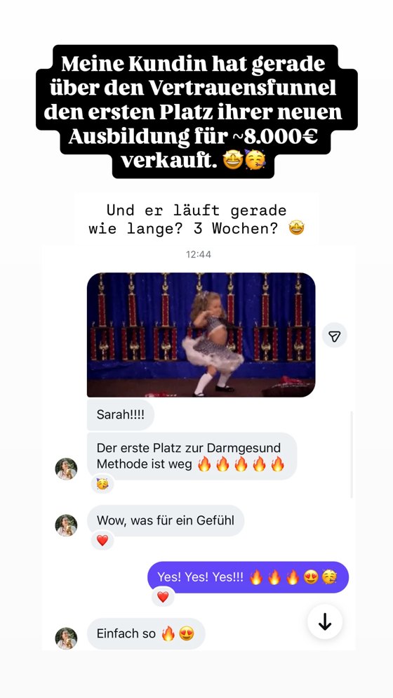 Screenshot: erster Platz der Ausbildung über den Vertrauensfunnel verkauft