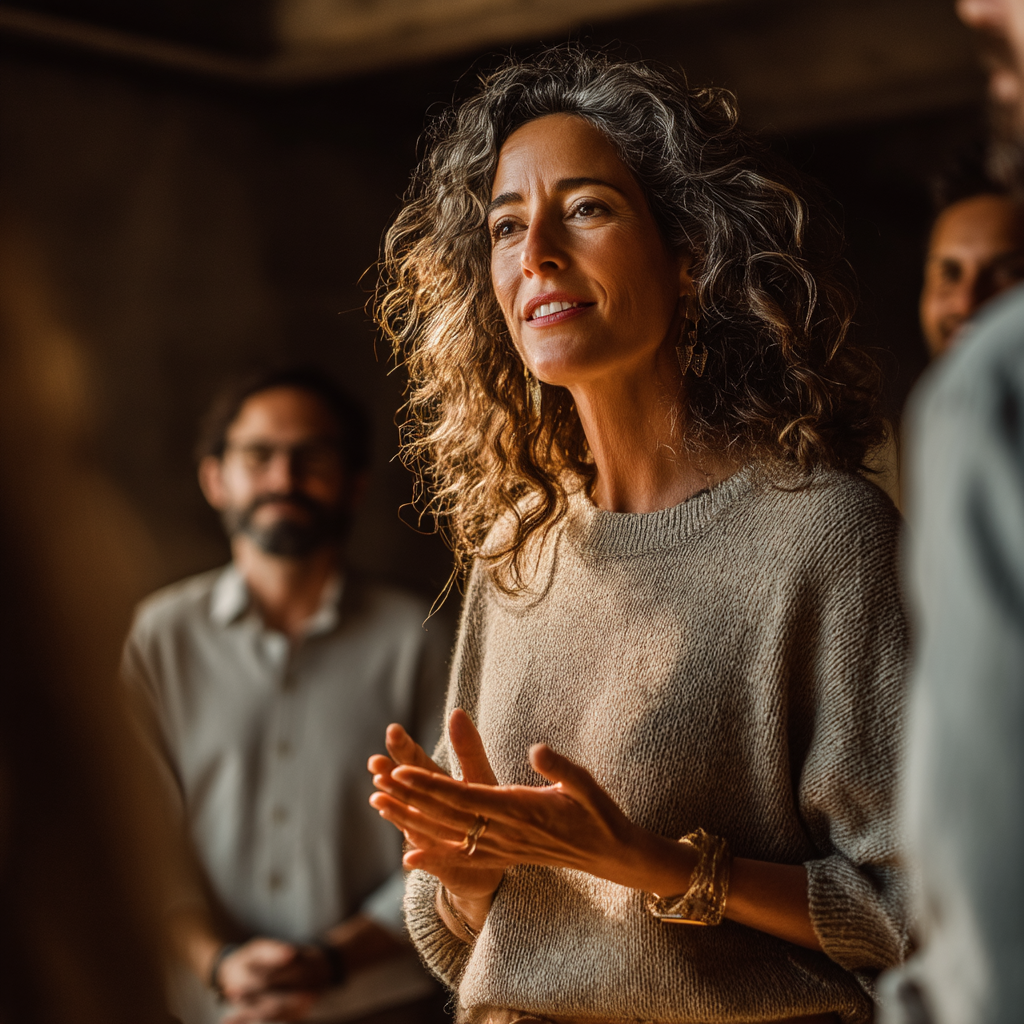 Engaged leader speaking during a session, applying communication insights that lead to lasting change.
