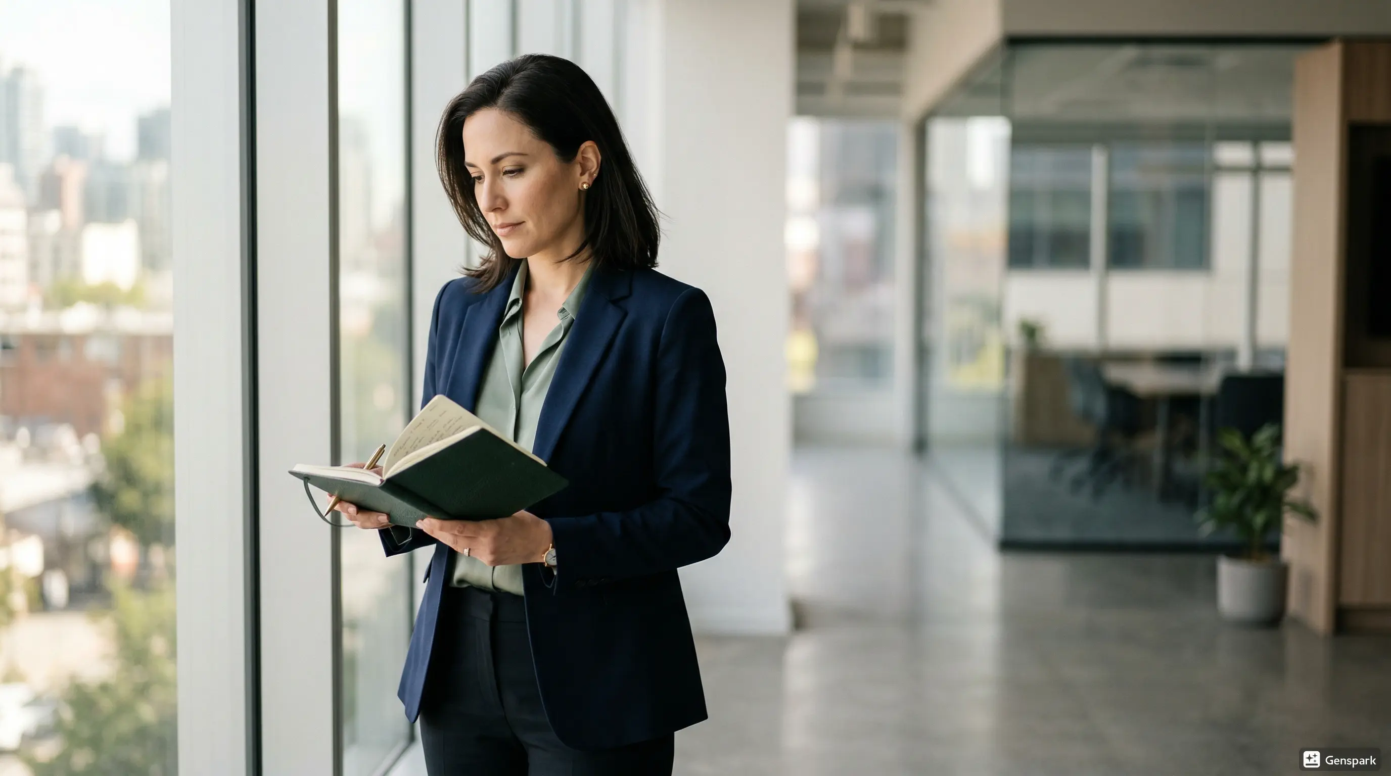 Thoughtful professional preparing for conversation
