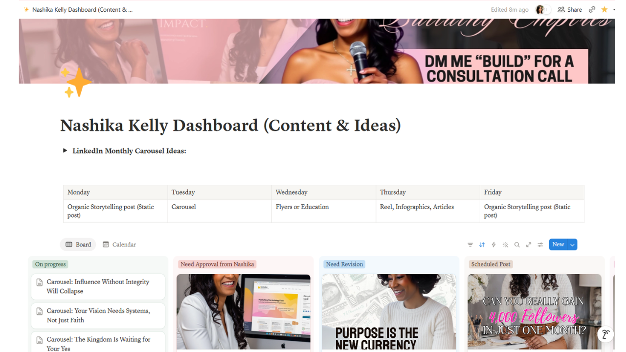 Notion Content Management Dashboard