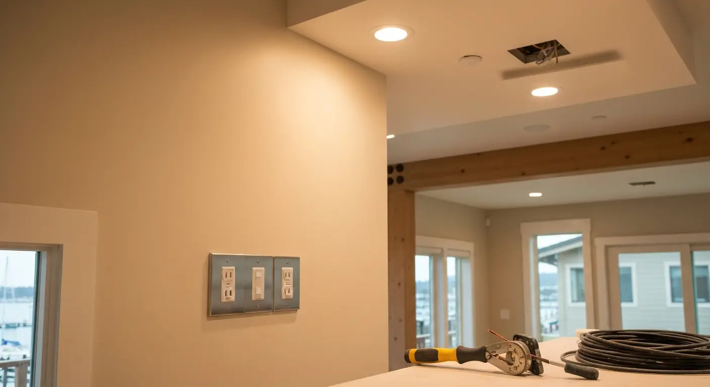 Lighting fixture and outlet installation
