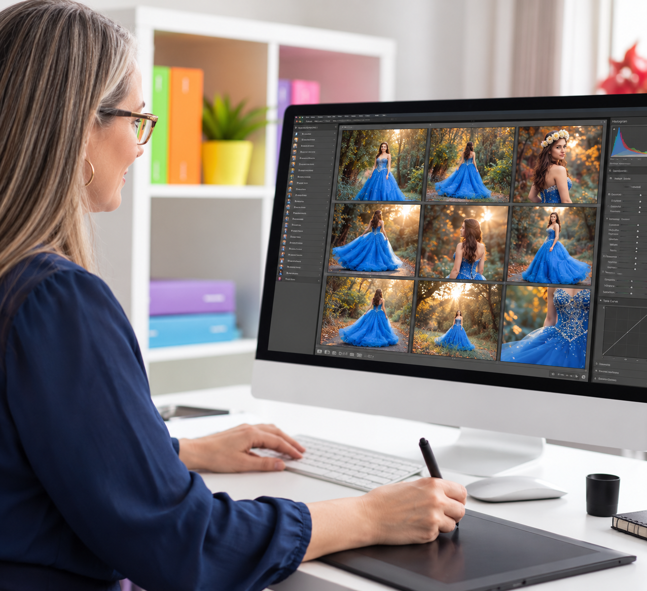 Photo editing in progress on a computer