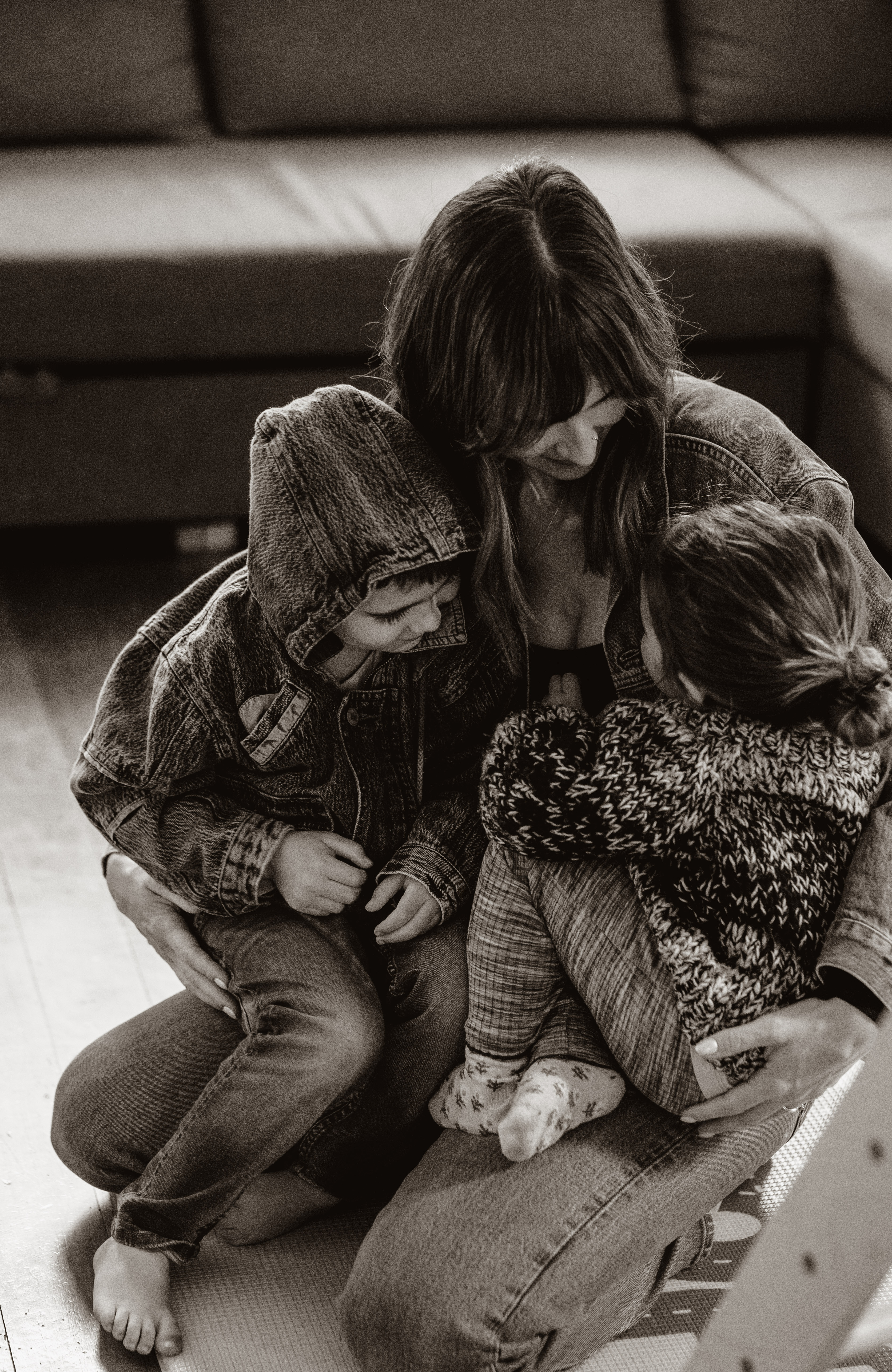 Kate with her children at home
