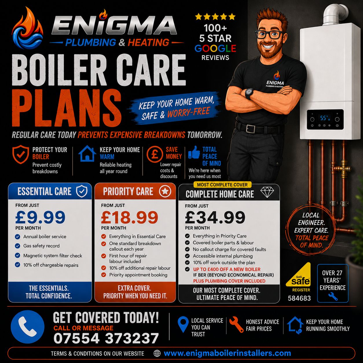 Enigma Plumbing and Heating Boiler Care Plans overview