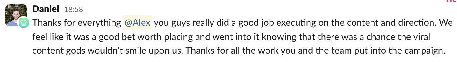 Client testimonial
