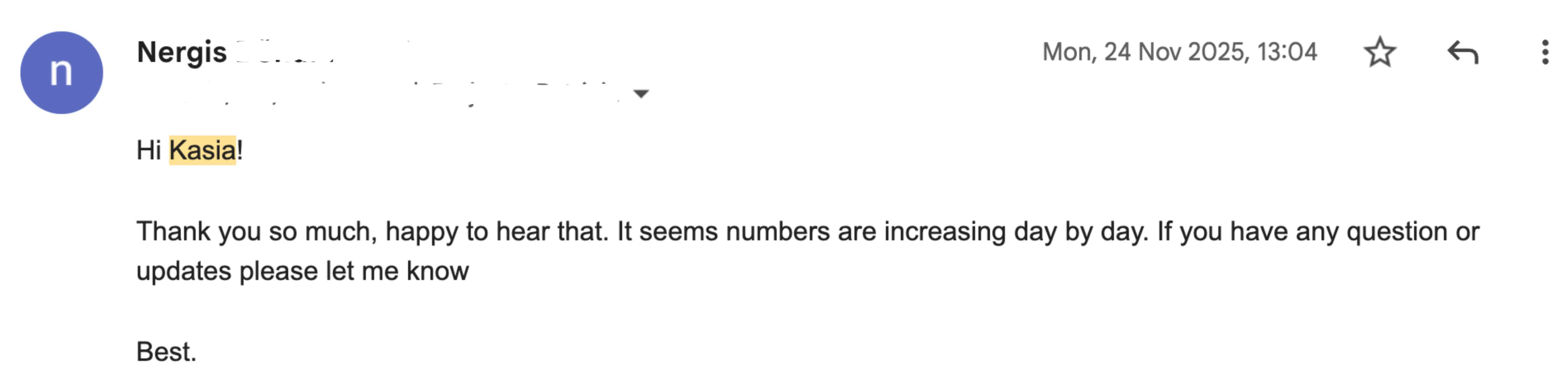 Client testimonial