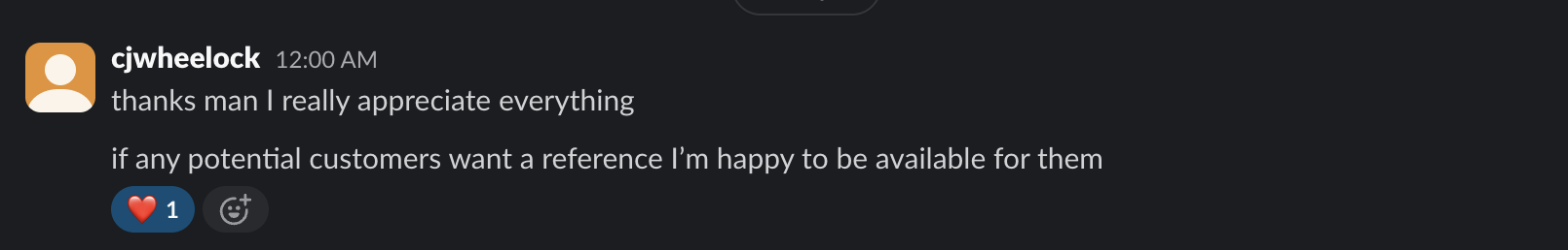 Client testimonial screenshot