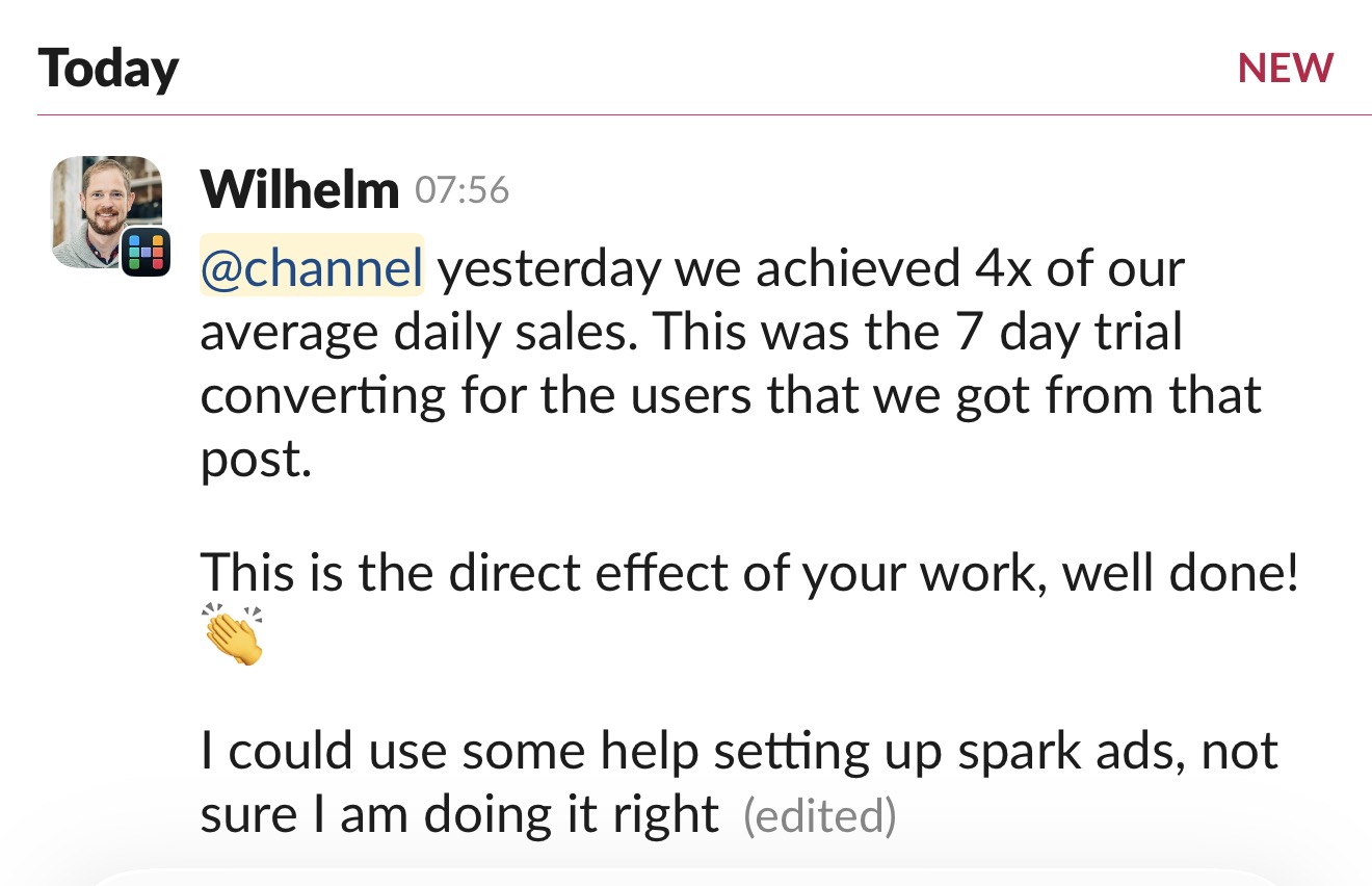 Client testimonial screenshot