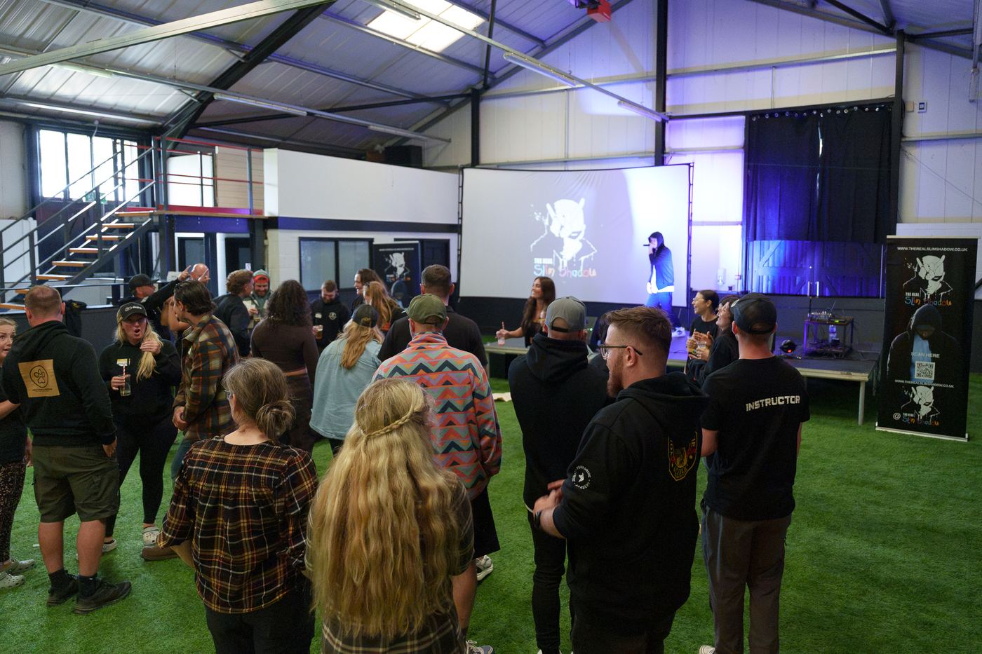 Members and staff gathered in the training barn at Yorkshire Canine Academy