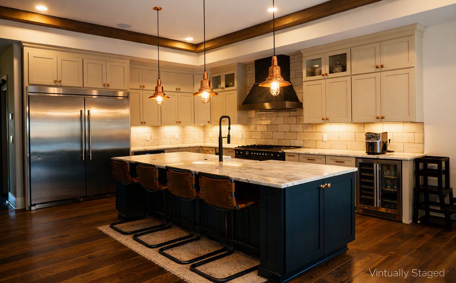 Kitchen with waterfall island