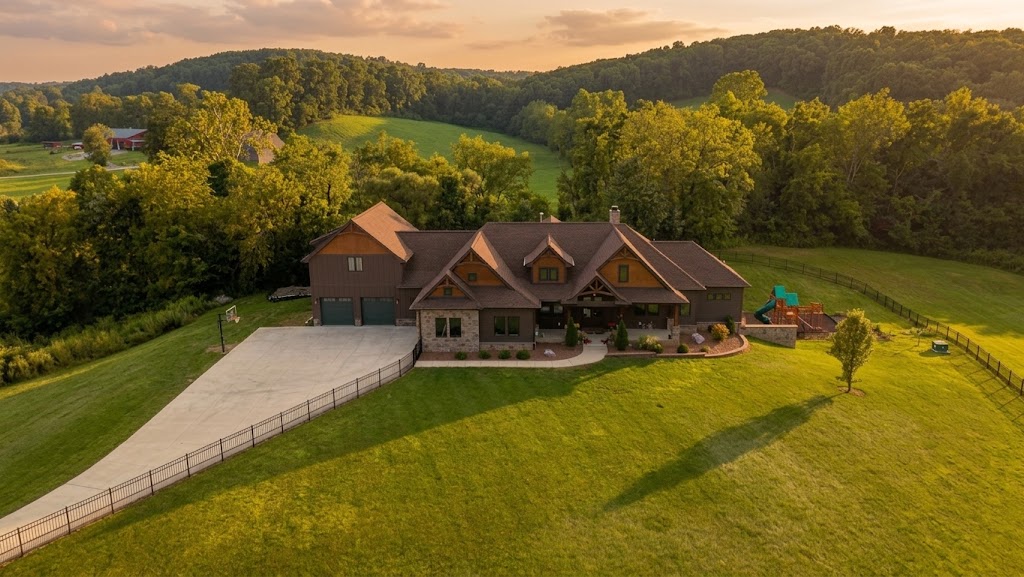 4190 Brownsville Road SE, aerial view at dusk