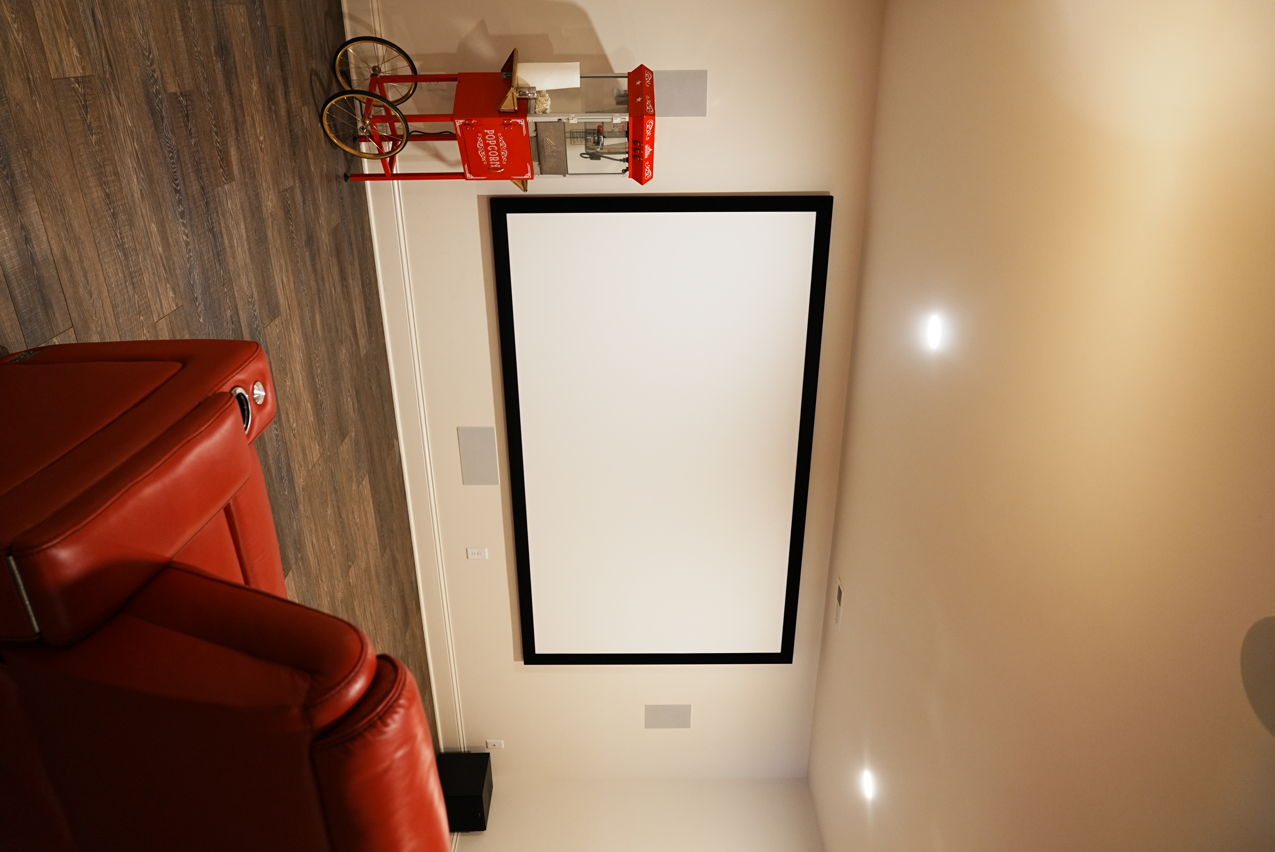 Home theater screen and popcorn cart