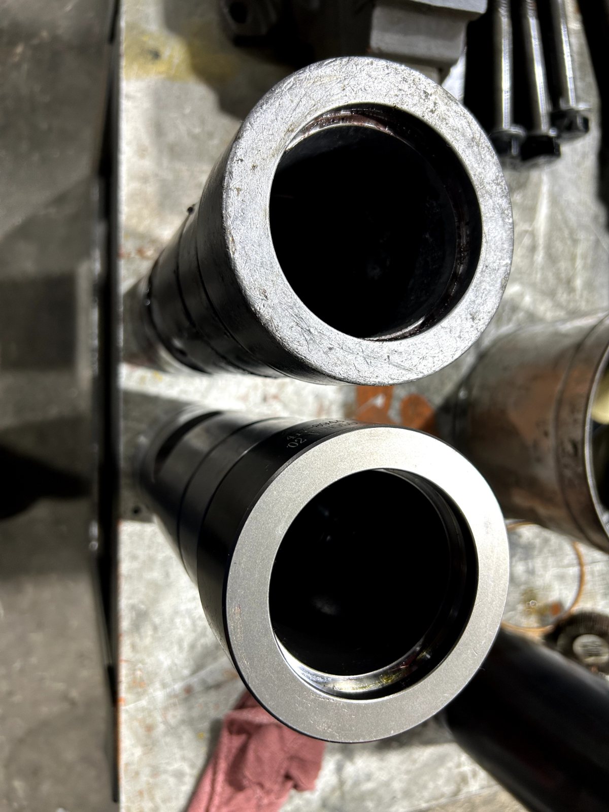 New bushings installed in a hydraulic hammer
