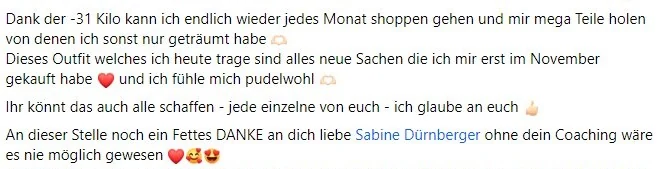 Nachricht einer Natürl-ICH Kundin
