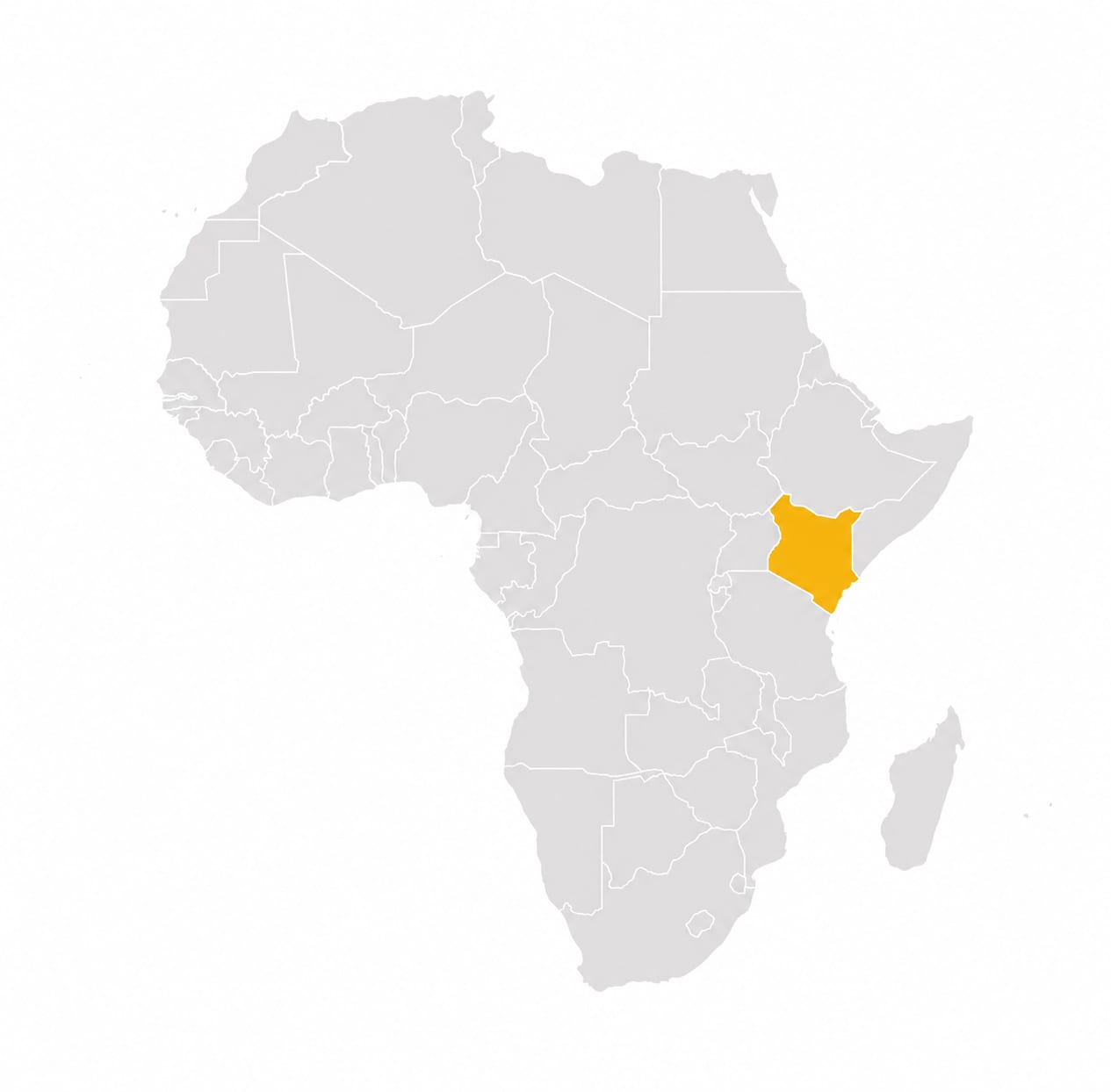 Africa map showing Kenya