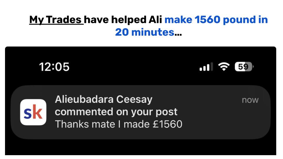 Ali made £1,560 in 20 minutes