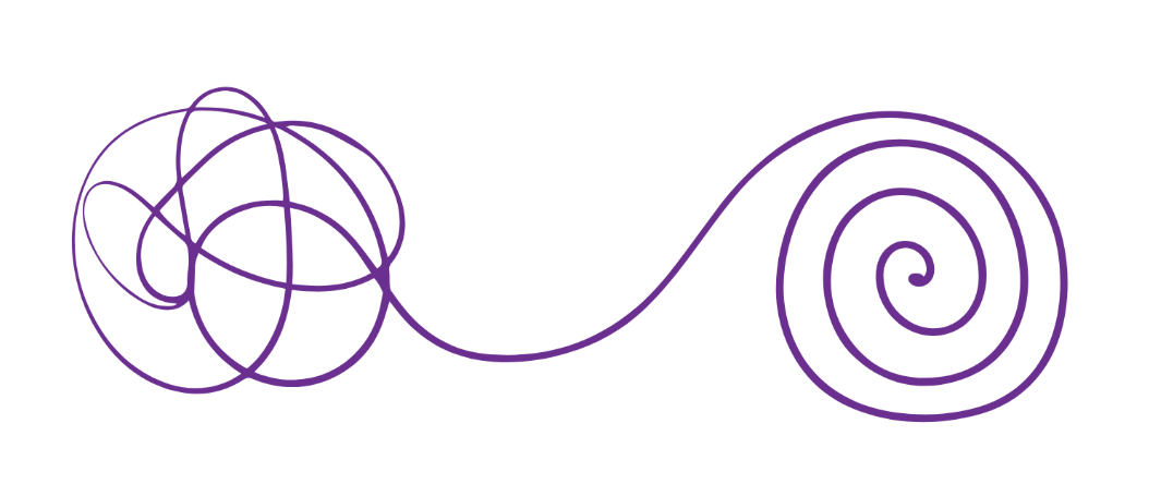 A tangled line becoming a spiral, representing finding stability in your own patterns