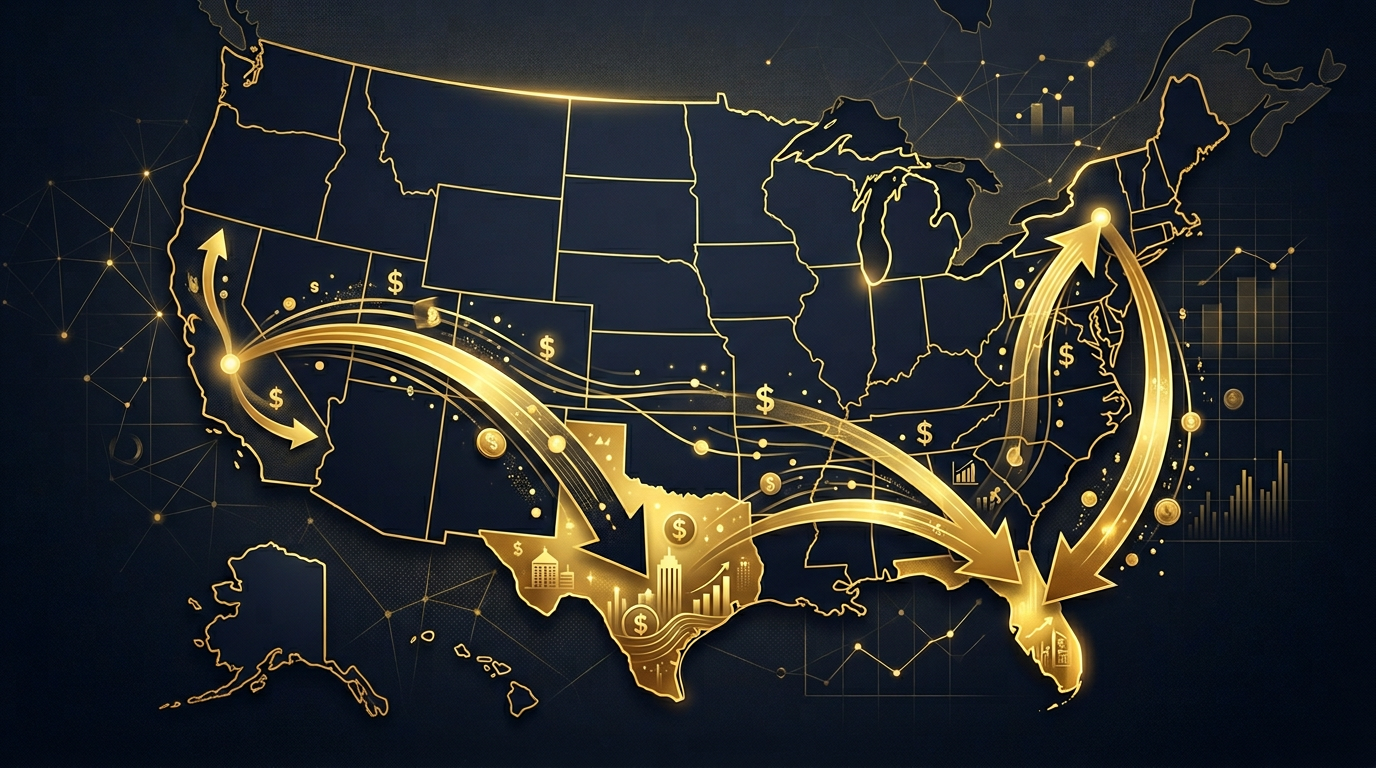 Wealth migration from high-tax states to Florida and Texas