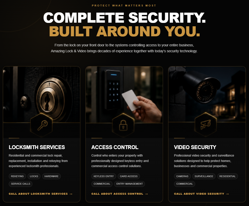 Amazing Lock and Video services section