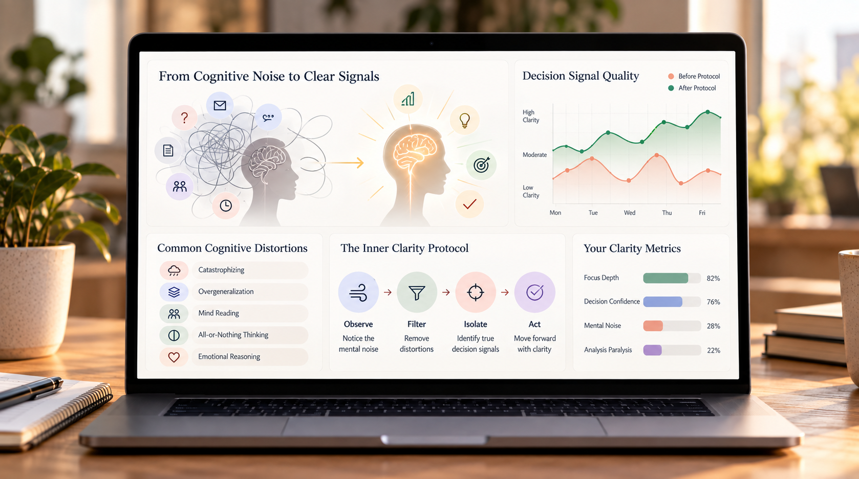 Laptop mockup: Inner Clarity dashboard