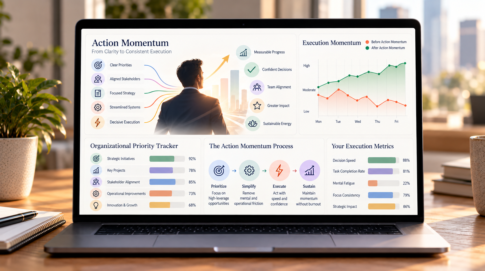 Laptop mockup: Actions checklist