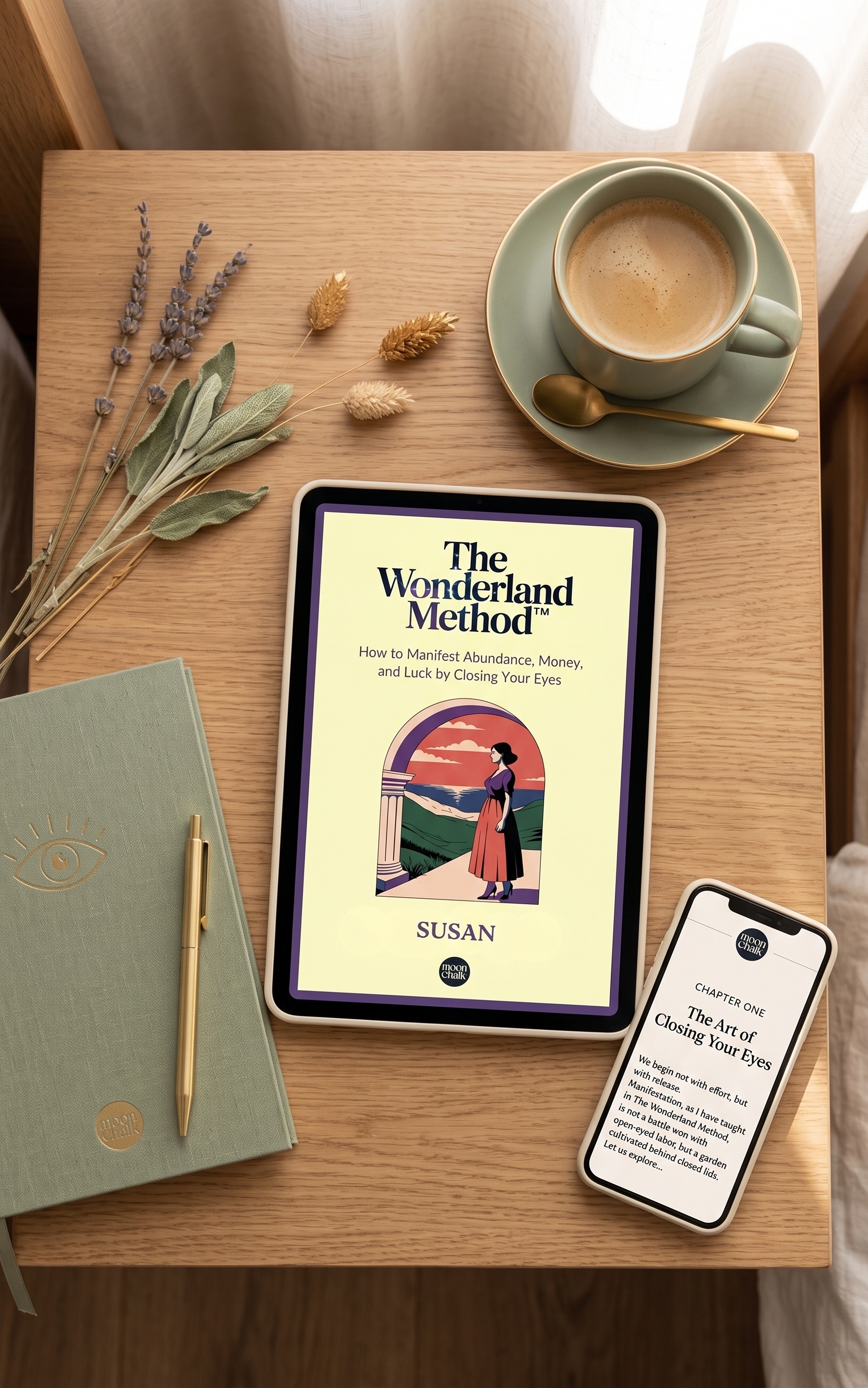 The Wonderland Method book on bedside table