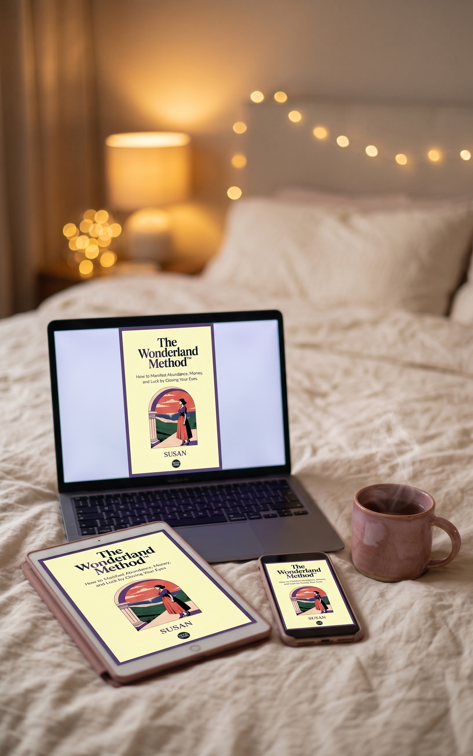 The Wonderland Method book on bedside table