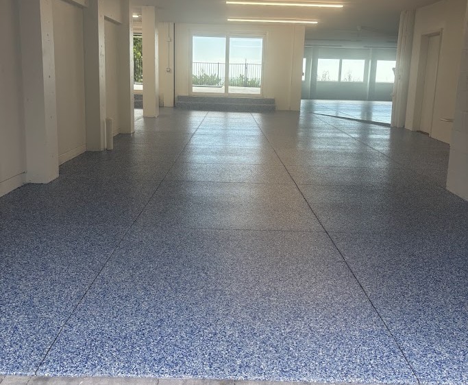 After epoxy flake floor