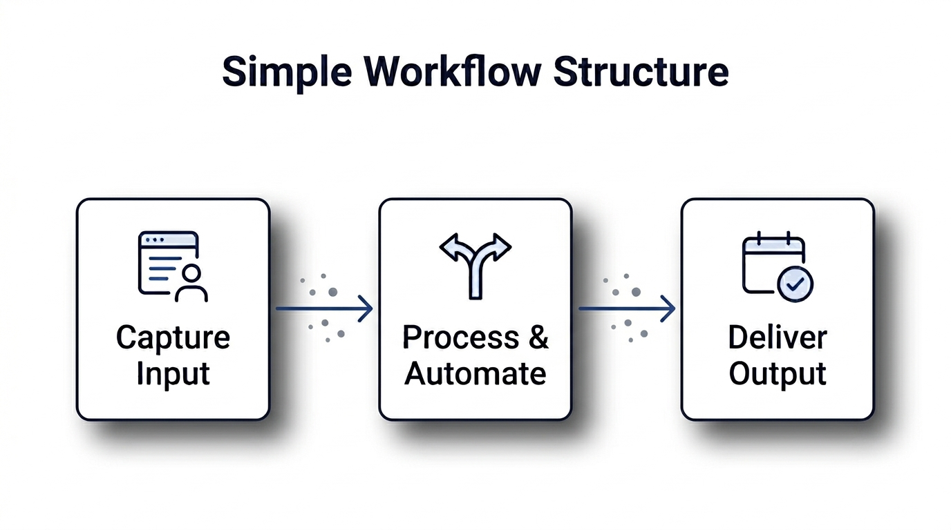Simple workflow structure showing capture input process and deliver output steps