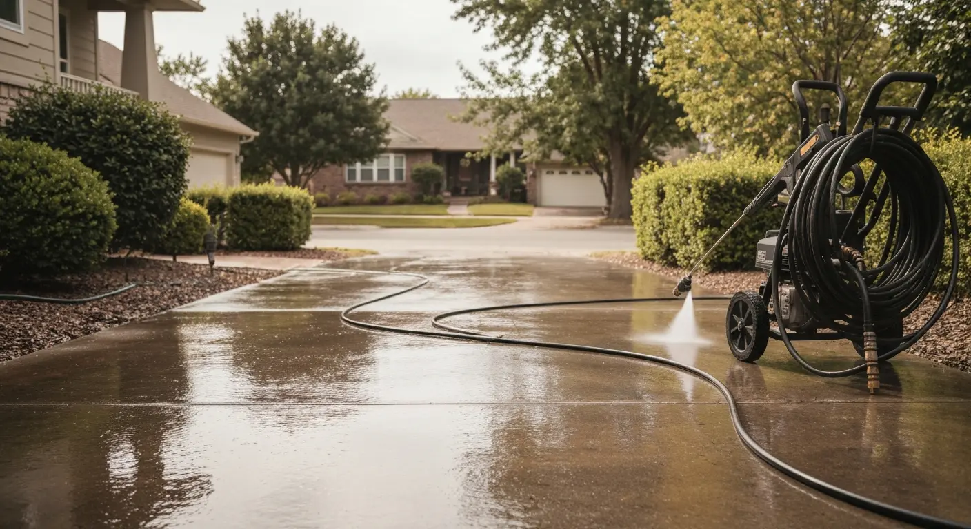 Driveway pressure washing