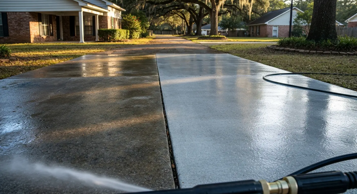 Concrete pressure washing