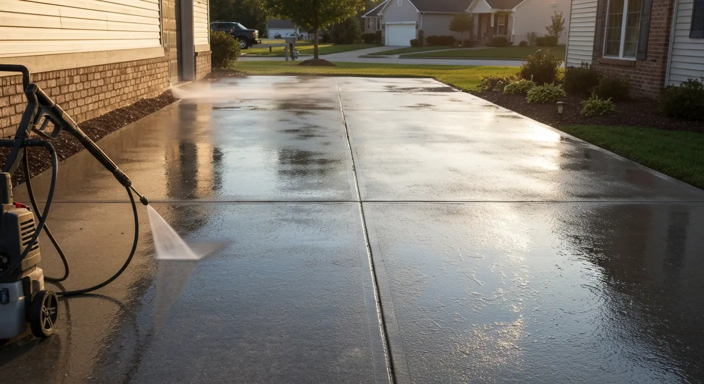 Driveway pressure washing