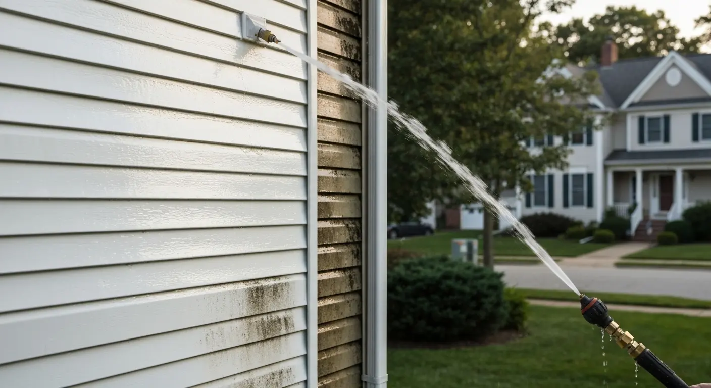 Soft washing exterior siding