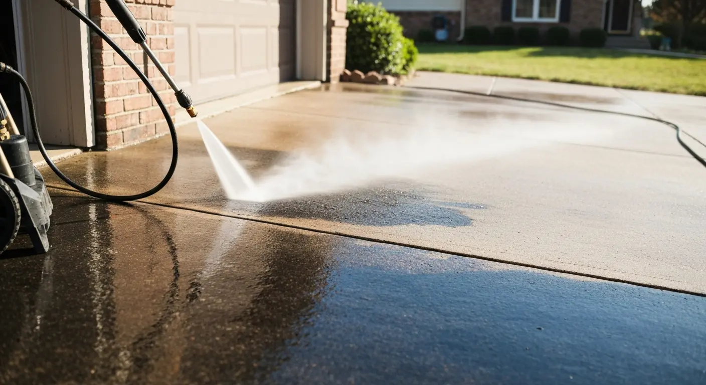 Driveway pressure washing